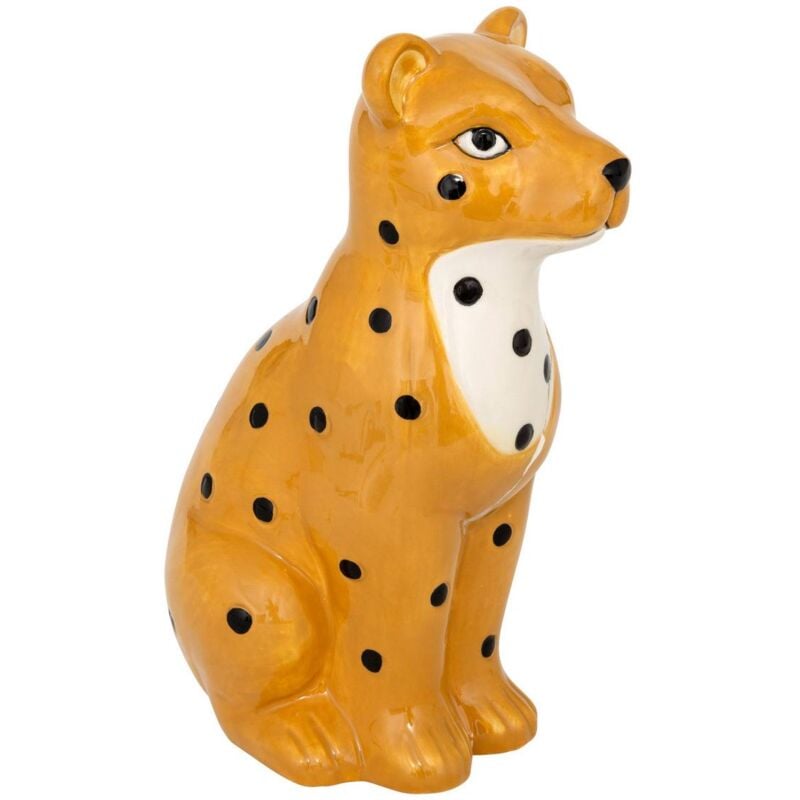 Image of Salvadanaio leho leopardato giallo ocra h18cm Atmosphera créateur d'intérieur