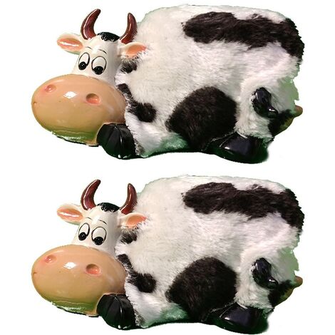 salvadanaio portamonete mucca set da 2 con pelliccia maculata idea regalo casa bambini decoro ambienti in ceramica