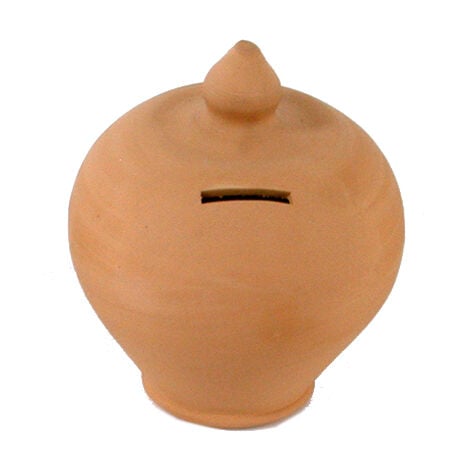 Salvadanaio In Terracotta - Forma Tonda, Diametro 15 Cm, Fessura Per Monete - Foto 6