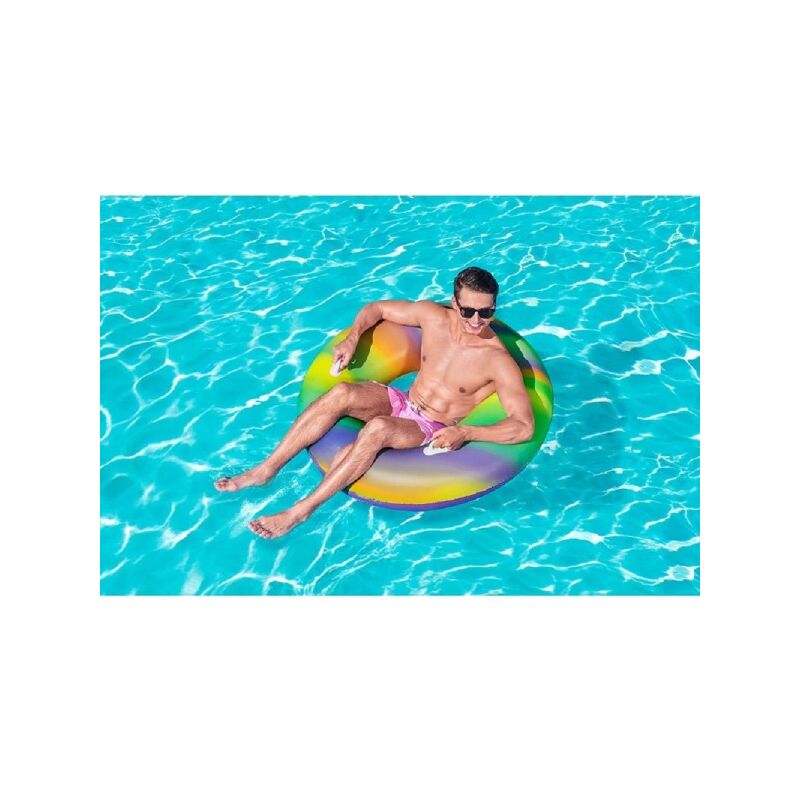 Trade Shop Traesio - Chaleco Salvavidas Fashion Estampado Multicolor Arcoiris 119 Cm Con Asas Para Piscina 36352