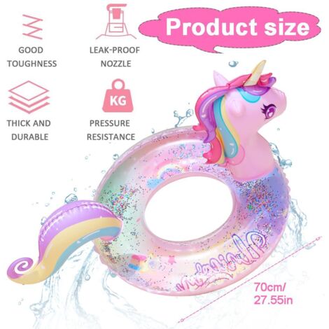 Salvagente gonfiabile a forma di unicorno, salvagente a forma di unicorno, salvagente da spiaggia a forma di unicorno, salvagente per bambini, salvagente a forma di unicorno, per bambini dai 5 ai 9 an