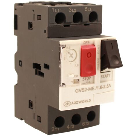 Salvamotore Interruttore Termico di Protezione Motore, 3P 2.5M Regolabile 2.5A 1.6-2.5A 0.75KW AC 590V Monofase e Trifase IP20 IEC60947-2