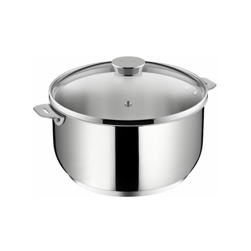 Salvaspazio+ faitout inox non rev�tu 24 cm lagotherm� + couvercle verre - Lagostina - 12138031224