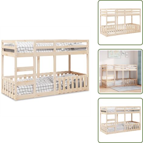Salvaspazio - vidaXL Letto a Castello 75x190 cm in Legno Massello di Pino - Letto con scala
