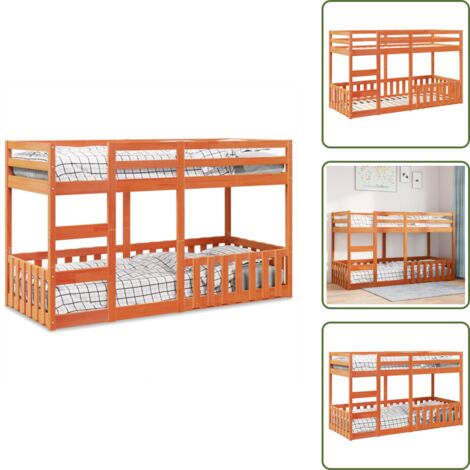 Salvaspazio - vidaXL Letto a Castello Marrone Cera 90x200 cm in Legno di Pino - Letto con scala