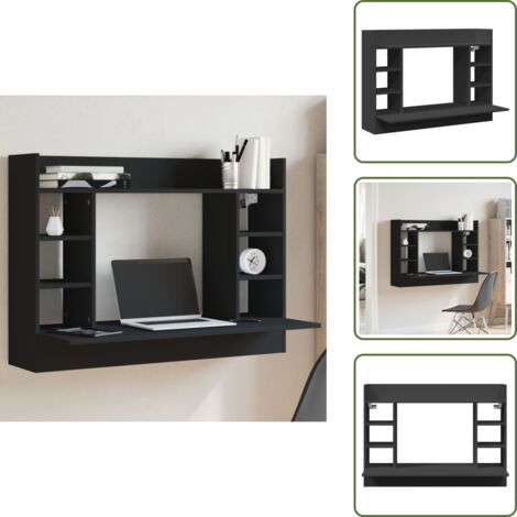 Salvaspazio - vidaXL Scrivania a Parete Nera 105x48x75 cm in Legno Multistrato - Mobile da parete