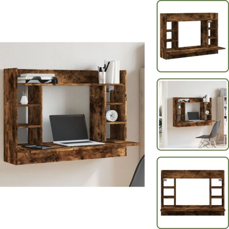 Salvaspazio - vidaXL Scrivania a Parete Rovere Fumo 105x48x75cm Legno Multistrato - Mobile da parete