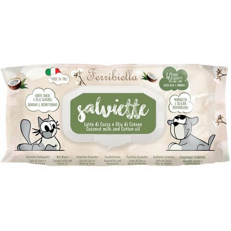 Salviette latte di cocco e olio di cotone pulizia profonda per cani e gatti: 1 pz