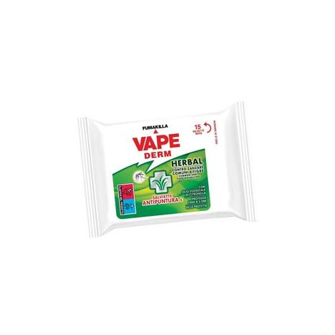 SALVIETTE PROFUMATE ANTIPUNTURA DERM HERBAL- - in flowpack pz.15 - 12 pezzi VAPE