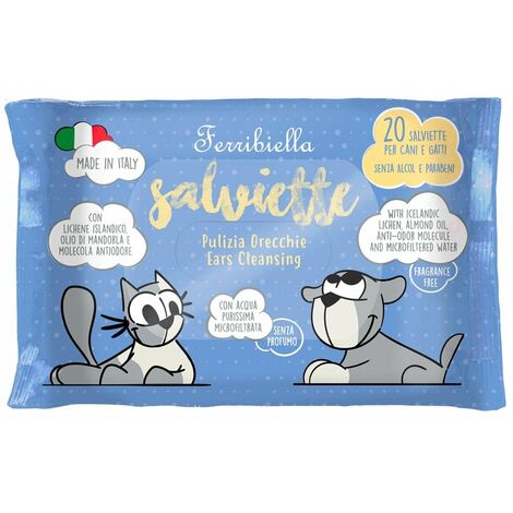 Salviette pulizia orecchie senza profumo per cani e gatti: 1 pezzo
