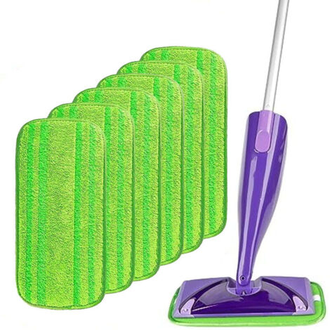 Salviette riutilizzabili per Swiffer WetJet, confezione da 6, panni per mocio riutilizzabili, panni in microfibra per pulire e strofinare pavimenti asciutti o bagnati - Verde