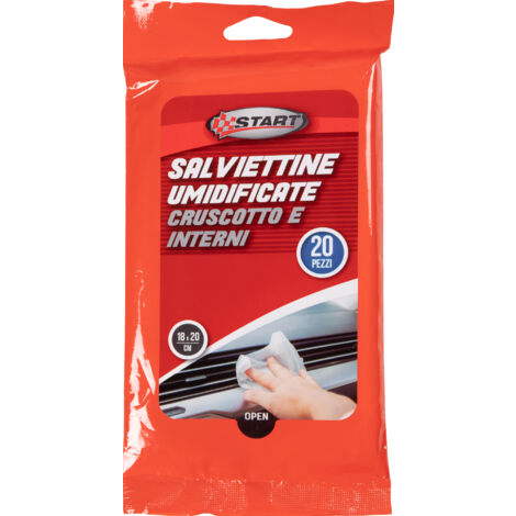 Salviette Umidificante per cruscotto ed interni con chiusura  salva freschezza 20 pezzi 18cm x 20 cm