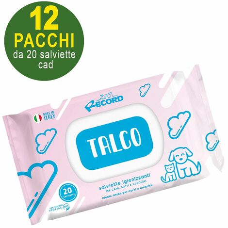 Salviette umidificate al talco cani e gatti: 12 confezioni