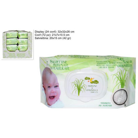 Salviettine Detergenti Citronella Confezione 72 Pezzi