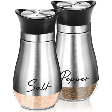 Salz- und Pfefferstreuer-Set, 120 ml Salz- und Pfefferstreuer mit Glasboden und Edelstahldeckeln, ideal für Küche, Herd, Wohnwagen und Camping.