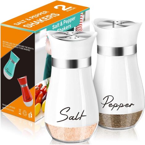 Salz- und Pfefferstreuer-Set, 120 ml Salz- und Pfefferstreuer mit Glasboden und Edelstahldeckeln, ideal für Küche, Herd, Wohnwagen und Camping.