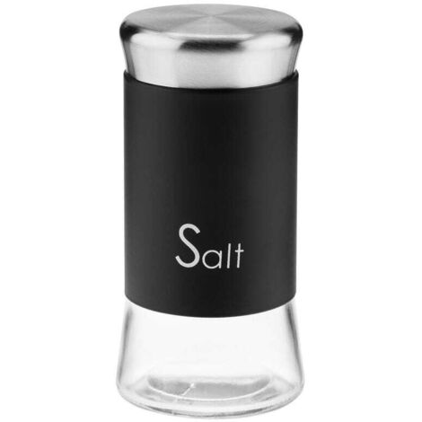 Salzstreuer Gewürzbehälter Glasbehälter Salz GRENO 150 ml Stahl Aufschrift SALT schwarz