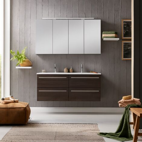 SAM® Badmöbel Set 3tlg Doppelwaschtisch 120 cm Trüffeleiche VILLA
