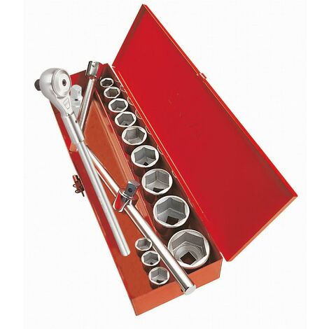 Sam Outillage – Coffret cliquet et douilles 3/4 – 17 outils en métal – Pour travaux intensifs – Coffret de rangement robuste