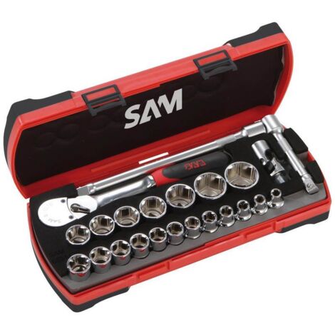 SAM OUTILLAGE - Coffret Douilles Et Accessoires 1/2'' Avec Cliquet Chantier