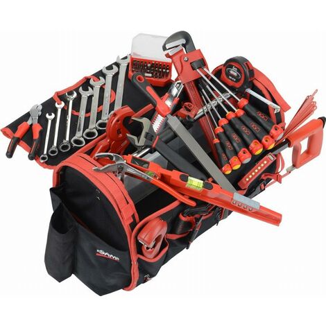 Sam Outillage – Coffret multi-outils 95 pièces pour plombier – Caisse textile 39L – Outils pour chantiers humides – CPPL1