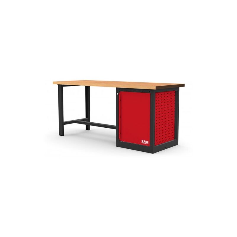 Sam Outillage - Etabli 2 mètres avec meuble 1 tiroir (intérieur étagères)