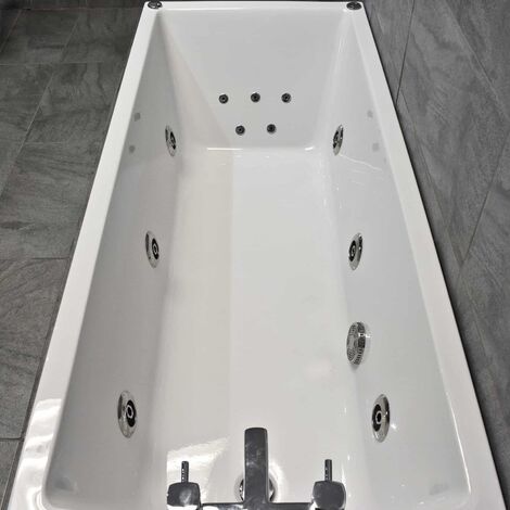 Sam Slim Rim Square Whirlpool Spa Bath - 1500mm or 1700mm with Jets Option, 1700mm-11 Jets