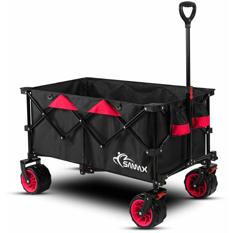 Chariot de Transport à Main Pliante Offroad Travel - Noir / Rouge - Black Edition - Samax