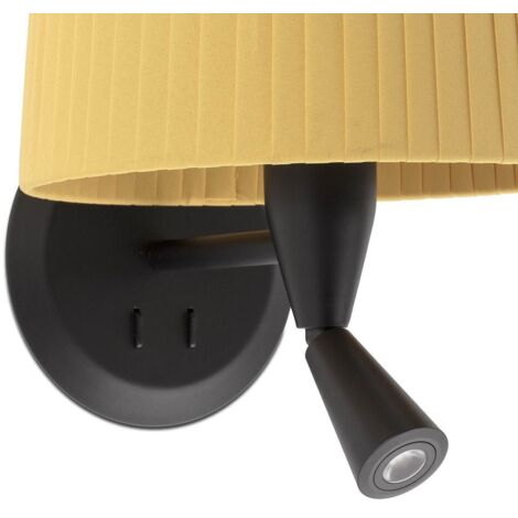 SAMBA Aplique de pared con lector negra/encintada amarilla 64309-36