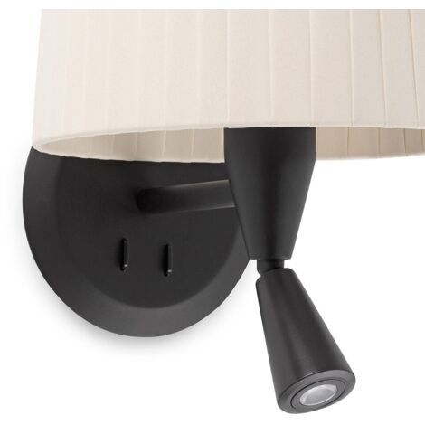 SAMBA Aplique de pared con lector negra/encintada beige 64309-35