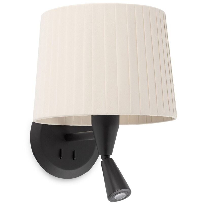 

SAMBA Aplique de pared con lector negra/encintada beige - NEGRO MATE