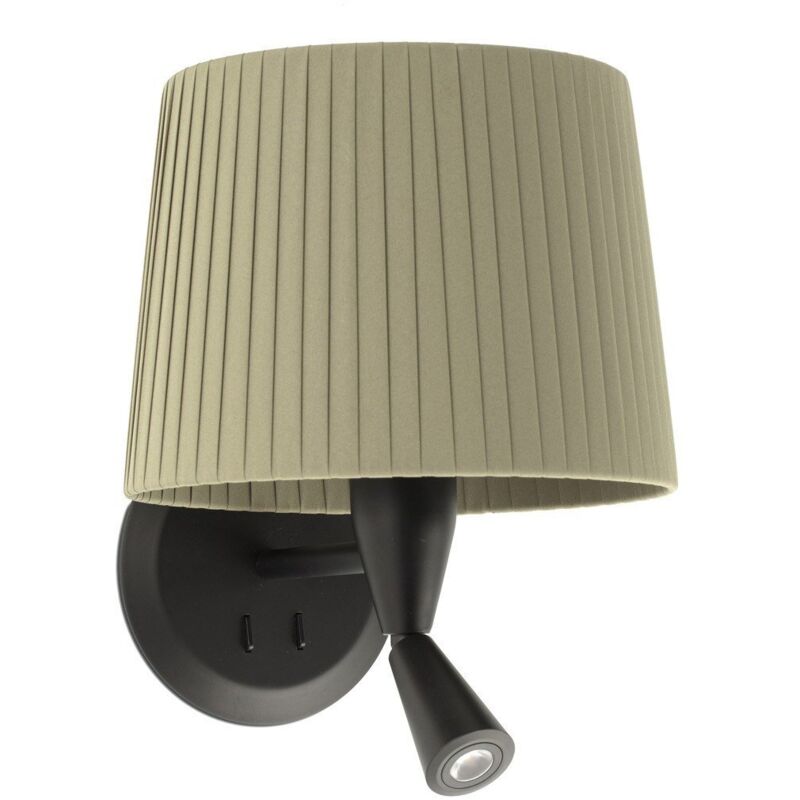 

SAMBA Aplique de pared con lector negra/encintada verde - NEGRO MATE