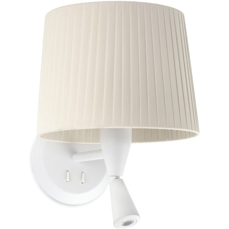 Faro Barcelona - samba Applique murale avec lecteur blanc/enrubannée beige 64308-35