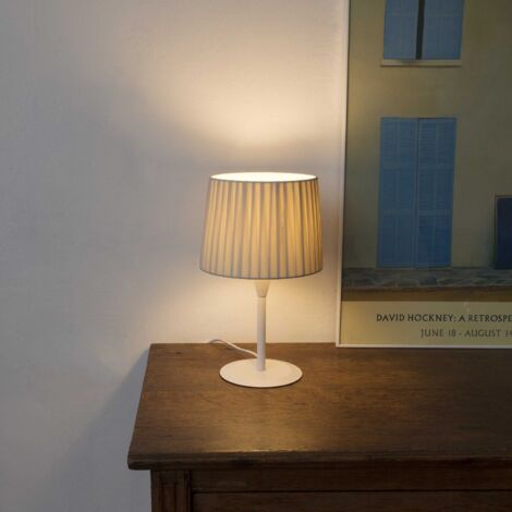 SAMBA Lampe mini table blanc/enrubannée beige
