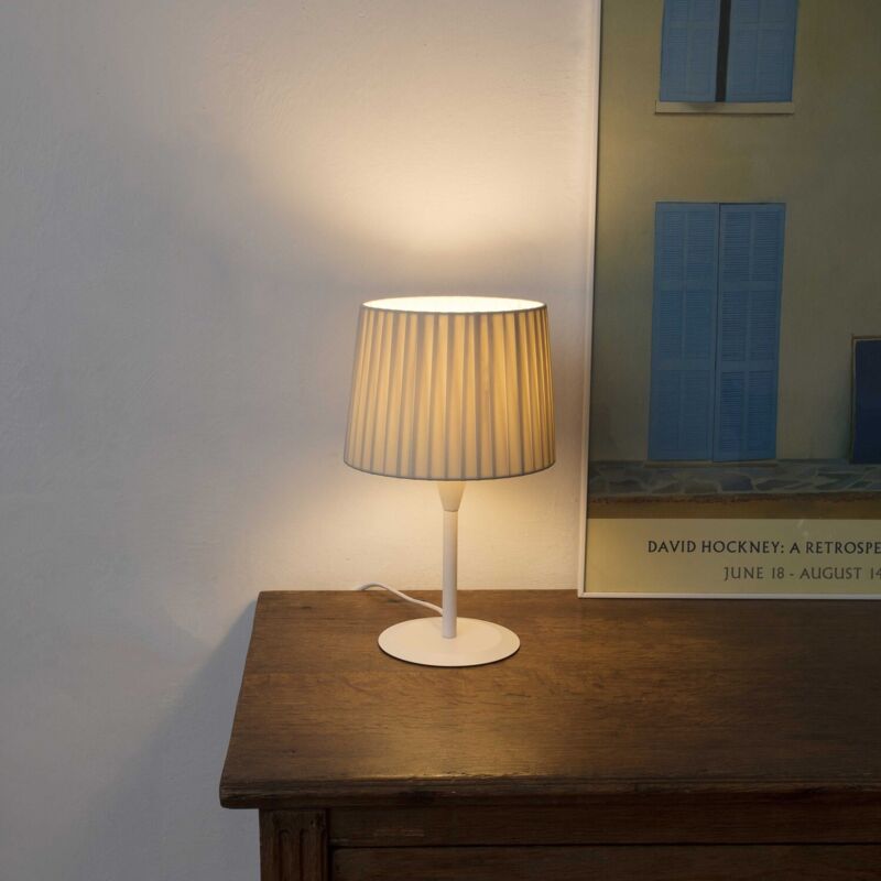 

SAMBA Lámpara mini sobremesa blanca/encintada beige - BLANCO