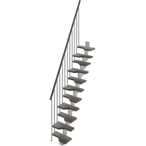 Sambatreppe aus Buchenholz 9 stufenanzahl - Zu erreichend Höhe 2.01 à 2.37m - Breite 61cm - Wenge und grau - MINI61/I/SGMWEN-9