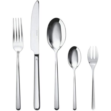 Sambonet Linear 52513-N1 - Set di Posate da Tavola monoblocco in acciaio inox 18/10, per 6 persone, 30 pezzi: 6 forchette, 6 cucchiai, 6 coltelli, 6 forchette dolce, 6 cucchiaini tè