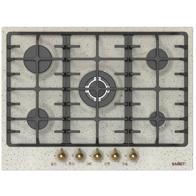 Iperbriko - Samet cuisinière à gaz 5 feux de 70 cm avoine Menelao H3.5xL70xP51