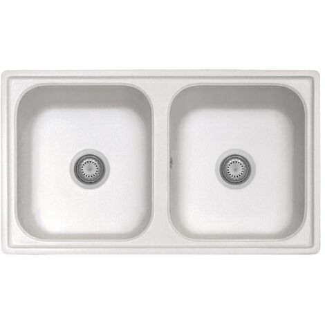 Samet Lavello 86x50 Granitovero862vbip 2 vasche bianco