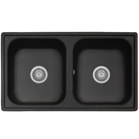Samet Lavello 86x50 Granitovero862vnep 2 vasche nero