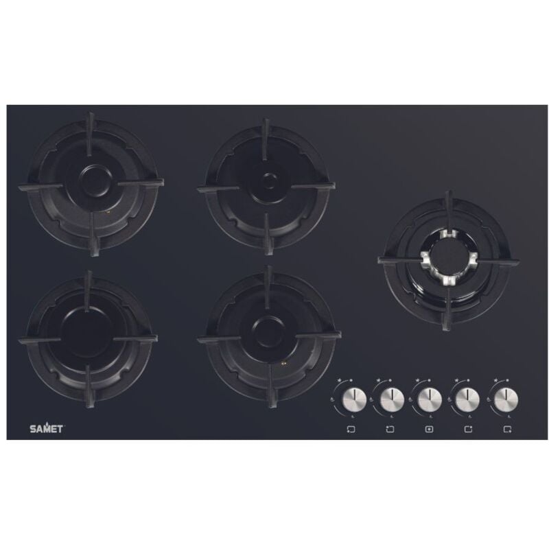 Iperbriko - Samet Table de cuisson Minerva 90 en verre 5 foyers noir L86xP52