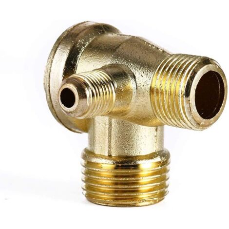 Samfox Clapet Anti Retour Compresseur, Clapet Anti Retour de Compresseur D'air à 3 Voies Mâle Unidirectionnel Clapet Anti Retour Pneumatique Central pour Raccord Fileté 3/8" x 3/8" x 1/2"