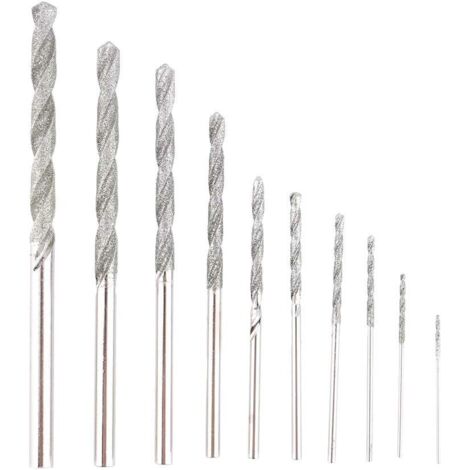 Samfox Foret de Torsion de Diamant de 0.8mm-4.0mm pour la Coquille de Verre de mer de Bijoux de Plage de Pierres Précieuses Lapidaire 10PCS