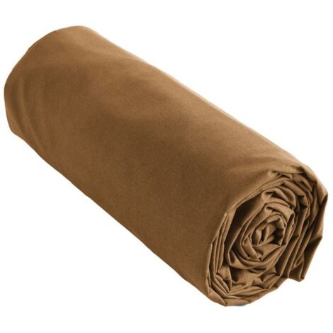SAMIA - Drap Housse 140x200cm Coton Coloris Camel