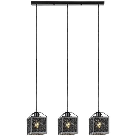 SAMILO E27 lampada a sospensione 3x max.40W metallo, foglio di alluminio nero H:14,5cm L:65cm H:120cm dimmerabile