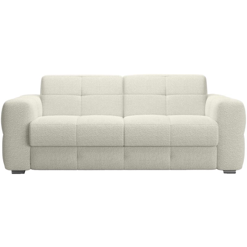 Mobilier Deco - samina - Canapé 3 places convertible rapido en tissu bouclette beige matelas Memory 14 cm