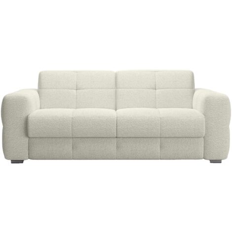 SAMINA - Canapé 3 places convertible rapido en tissu bouclette beige matelas Memory 14 cm