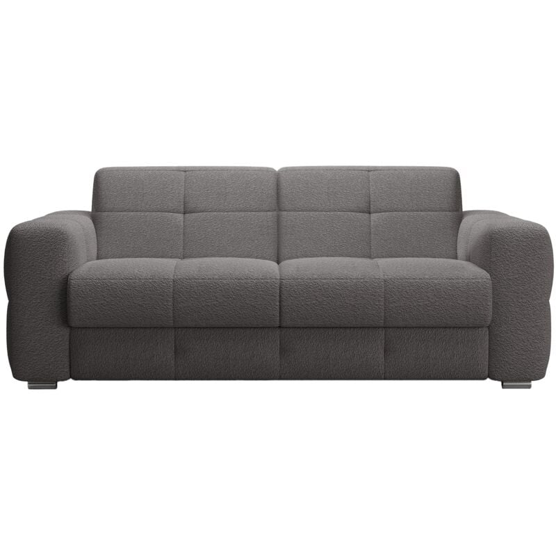 Mobilier Deco - samina - Canapé 3 places convertible rapido en tissu bouclette gris foncé matelas Memory 14 cm