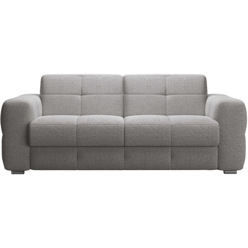 Mobilier Deco - samina - Canapé 3 places convertible rapido en tissu bouclette gris matelas Memory 14 cm