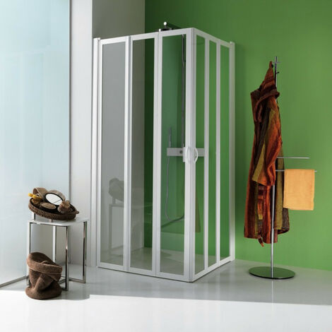 Samo - Paroi de douche d'angle à panneaux pliants 88-92 cm profilé blanc verre transparent - Flex